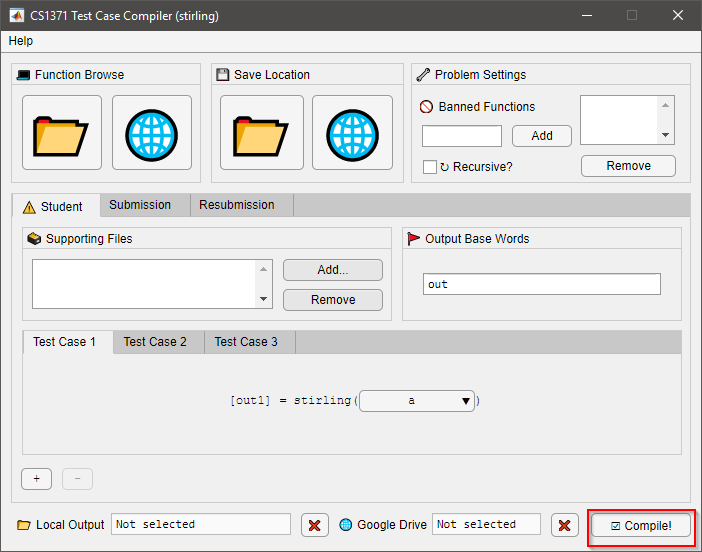 Test case compiler